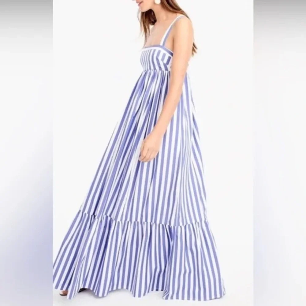 J. Crew Blue and White Striped Maxi Dress